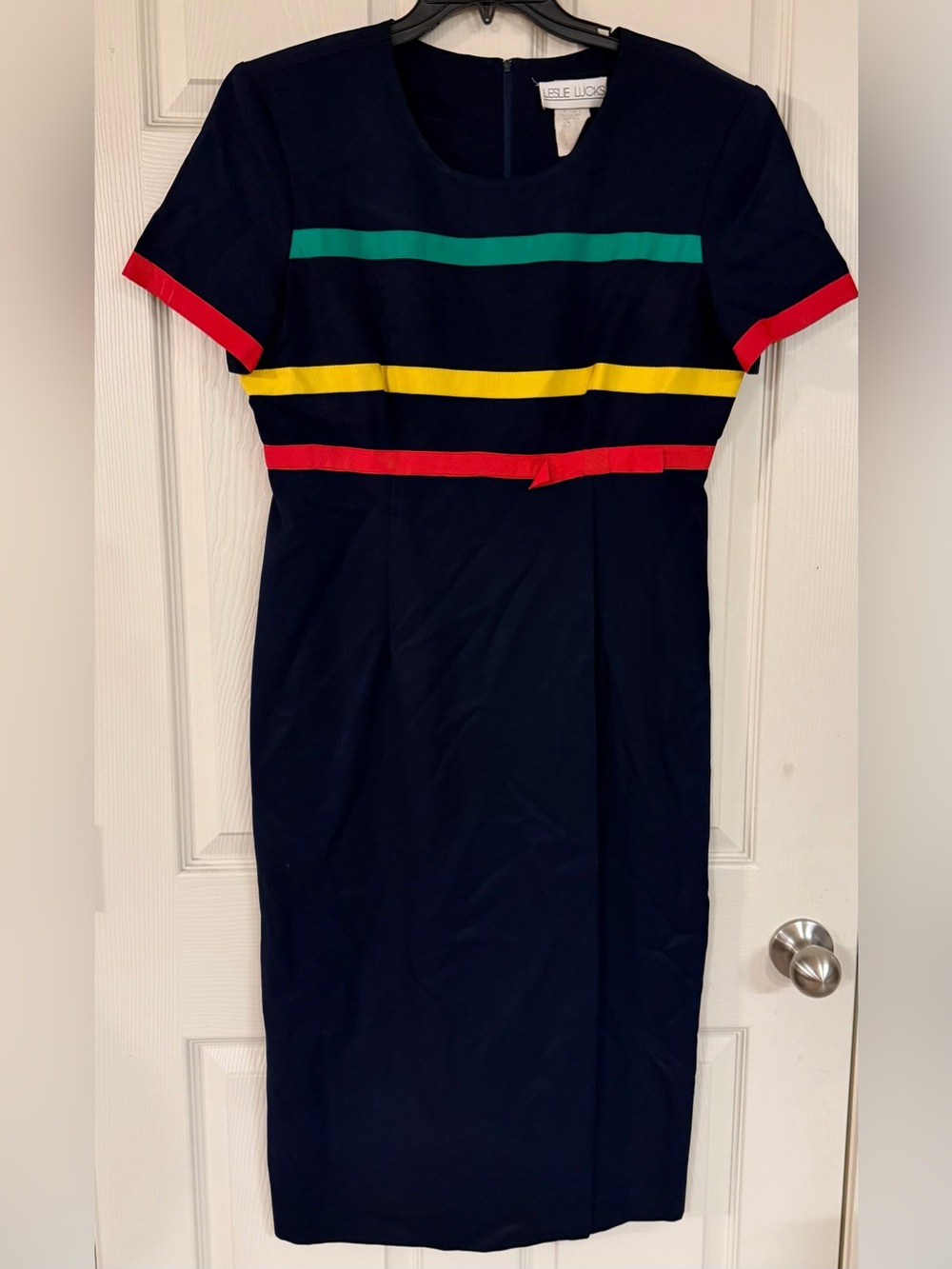 Vintage Leslie Lucks 90’s 3 Stripes Faux Wrap Maxi Dress Size 10